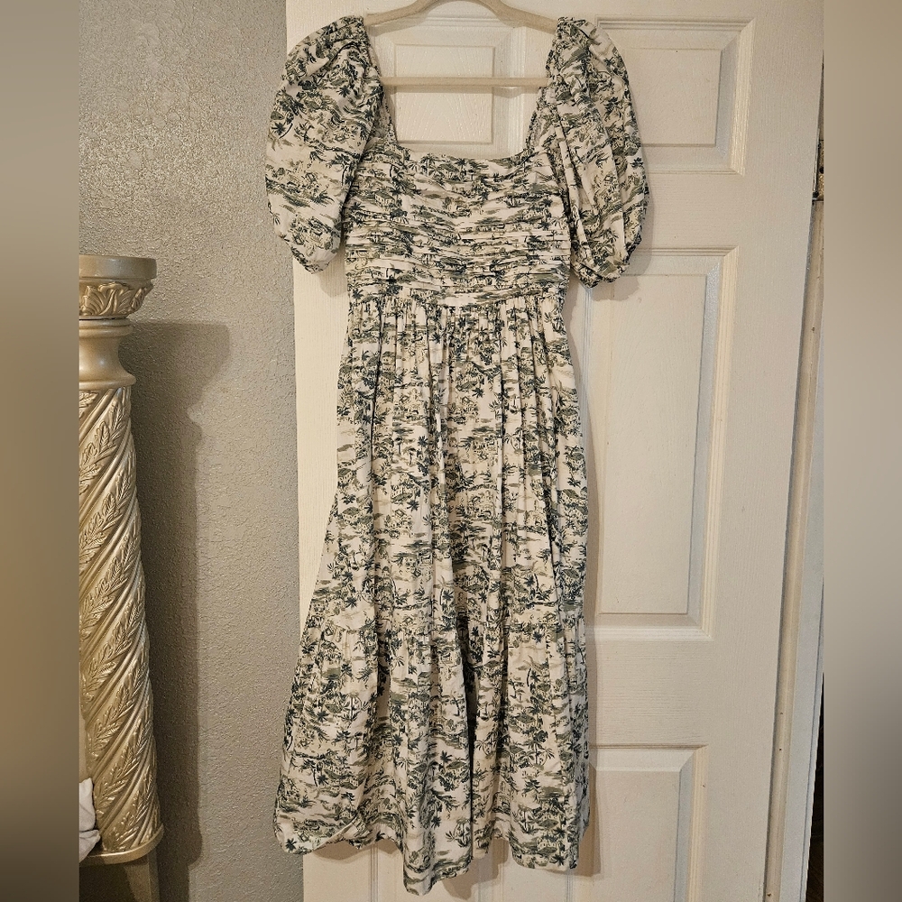 The A&F Emerson Poplin Puff Sleeve Midi Dress